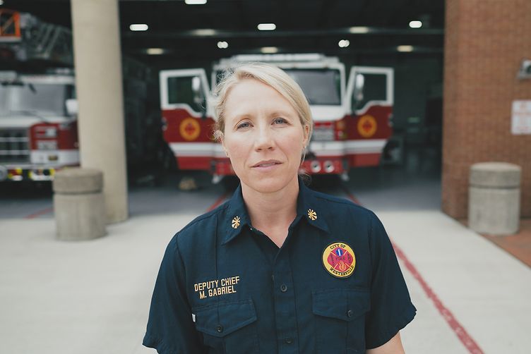 Mindy Gabriel as a fire chief