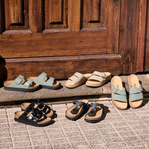 Fünf Paar BIRKENSTOCK Plateausandalen aus der Frühjahr/Sommer-Kollektion 2025