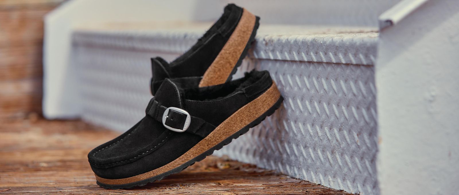 Buckley Shearling Suede Leather Black